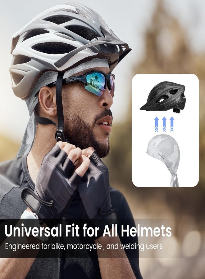 YANIKY Bandana Skull Caps for Men Women Quick-Drying Cooling Do Rag Breathable Durag Cap Helmet Liner for Cycling Running (US, Alpha, One Size, White) - Image 3